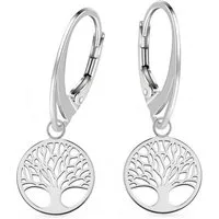 Goldene Hufeisen Paar Ohrhänger Baum des Lebens Brisur Ohrringe aus 925 Silber Lebensbaum Ohrhänger, 925 Silber (Sterlingsilber), Hypoallergen