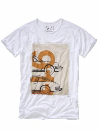 1921 T-Shirts Herren T-Shirt 911er Weiß 100 % Baumwolle