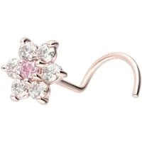 PIERCINGLINE Nasenpiercing 14/18 Karat Gold Nasenstecker Spirale MOISSANIT-BLUME (Nasenstecker, 1-tlg)