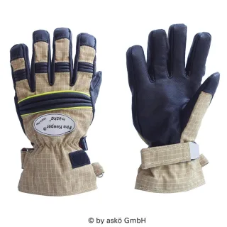 Brand-Handschuh Fire Keeper ®Matrix PBI askö kurze Stulpe | Beige | extrem leicht | hitze- und flammbeständig | 3M Scotchlite Reflexbänder | 6