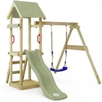 Wickey Spielturm TinyWave - Klettergerüst für Kleinkinder mit Schaukel & Rutsche, Holz-Kletterturm mit Sandkasten & 10-Jahren Garantie*