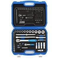Steckschlüssel-Satz 19 BMC 20, 1/4" + 1/2", Werkzeug-Set schwarz/blau, 69-teilig, mit 2 Umschalt-Knarren