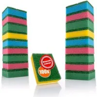BigDean Geschirrschwamm 100 Stück Schwämme Mehrfarbig für Küche, Bunte Spülschwämme, Zweiseitig