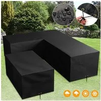 LMaxhome Gartenmöbel-Schutzhülle L-Form Abdeckhaube 420D Oxford Wasserdicht Ecksofa Abdeckplane Anti-UV (5 Grössen, 1-St., Premium Schutzhülle), Schwerlast Winddicht Staubschutzhüllen Abdeckung für Outdoor Lounge