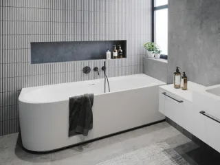 Riho wandstehende Badewanne Desire Corner 184x84 L seidenmatt weiß, B088001105 B088001105