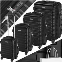 tectake Trolley Hartschalenkoffer-Set aus robustem ABS-Kunststoff, TSA-Zahlenschloss, 4 Rollen, mit Teleskopgriff, 360° drehbare, abnehmbare Rollen, abteilbar