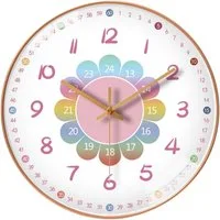 Luckice Wanduhr Kinder Wanduhr Kinderzimmer Wanduhr leise und nicht tickend (ohne Ticken.20 cm Quartz geräuschlos Zimmer Jungen Mädchen 8 Zoll)