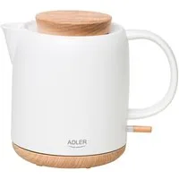 Adler Wasserkocher AD 1304, aus Keramik, 1,0L, 1200W, abnehmbarer Deckel, weiß