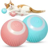 Minicloss Tier-Beschäftigungsspielzeug Interaktives Katzenspielzeug Ball, Katzenball mit LED-Licht, 360° Selbstdrehender Elektronischer Katzenball