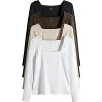 The Set T-Shirt The Set Gerippte Oberteile mit Besatz, 4er-Pack (4-tlg)