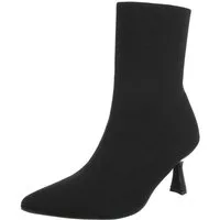 Ital-Design Elegante Stiefelette mit elastischem Obermaterial und Absatz Stiefelette (90560554) Pfennig-/Stilettoabsatz Stiefeletten in Schwarz