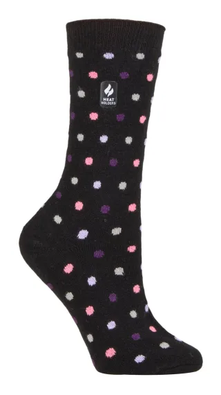 Heat Holders Damen Ultra Lite Thermal Brushed Inner Yarn Design Socken Schwarz/Lila (Nicosia)