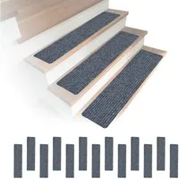 relaxdays Stufenmatte Rechteckige Stufenmatten 16er Set 75x20, Höhe: 7.5 mm, Hellgrau