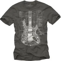 MAKAYA Print-Shirt mit Gitarrenmotiv Herren Musik Geschenke Gitarrenspieler (Schwarz, Blau, Grün, Blaugrau, Grau, Lila, S, M, L, XL, XXL, 3XL, 4XL, 5XL) Baumwolle
