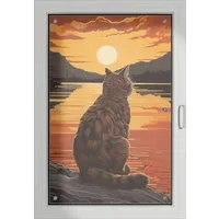 Wallario Sonnenschutz Katzenstille im Sonnenuntergang, blickdicht, mit Saugnäpfen, wiederablösbar und wiederverwendbar