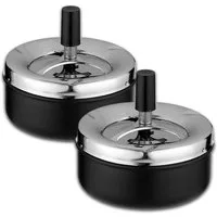 Coumo Aschenbecher 2x Drehaschenbecher Set mit Deckel, Metall, für draussen
