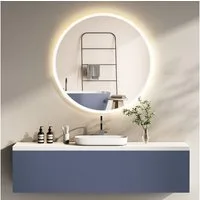 HOKO Badspiegel mit beleuchtung rund Anti-fog 60cm / 80cm+Schwarz / Gold+ (Warmweiß/Kaltweiß/Neutral. Licht mit Touch Schalter und mit Wandschalter einschaltbar. Memory-Funktion. IP44, 5mm HD Glass, Farbtemperatur stufenlos einstellen 2700K-6500K), E