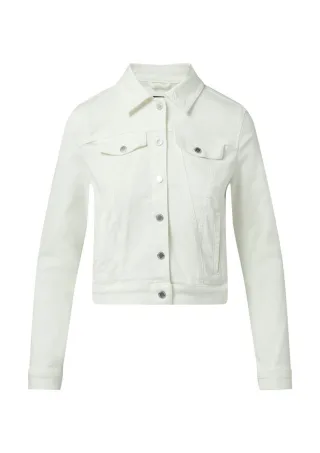 comma - Verkürzte Jeansjacke aus Baumwollmix weiß - Gr. - 42