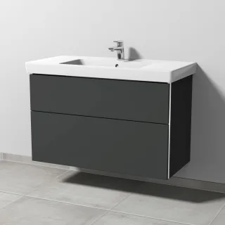 Sanipa 3way Waschtischunterbau zu Villeroy & Boch Subway 2.0 Waschtisch mit 2 Auszügen, Graphit-Matt BP6151B