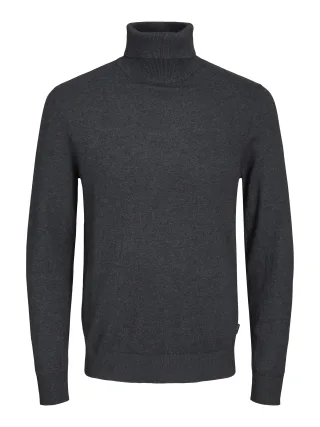 JACK&JONES - JJEEMIL KNIT ROLL NECK NOOS Dark Grey Melange - Gr. - XXL