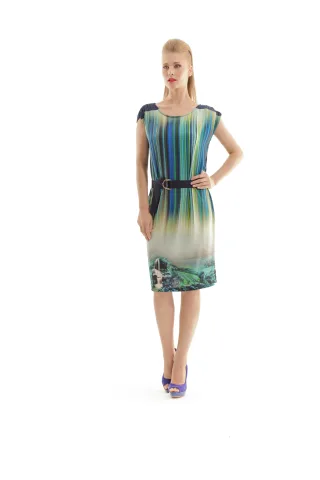 Print-Kleid mit Kapuzenärmeln