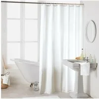 Sanixa Duschvorhang waschbar Badewannenvorhang Vorhang hochwertige Qualität Metallösen Breite 180 cm (Vorhang Dusche Badewanne), Duschvorhang Textil 180x200 cm Uni Weiß einfarbig wasserabweisend