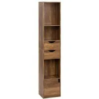 Woltu Bücherregal, 1-tlg., Standregal mit Schubladen, Regal mit Tür, 30 x 158 x 24 cm