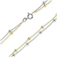 Materia Collierkettchen Damen Kugelkette bicolor doppelreihig CO-33-Gold, aus 925 Silber