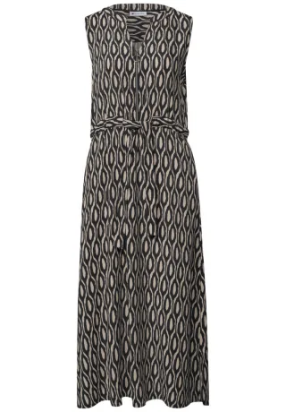 Street One - Ärmelloses Midikleid beige/schwarz - Gr. - 36