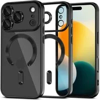 TECH PROTECT Handyhülle Elegenate MagFlex kompatibel mit iPhone 17 Pro transparent schwarz 6,1 Zoll, Transparente Magnet-Hülle mit verstärktem Kameraschutz