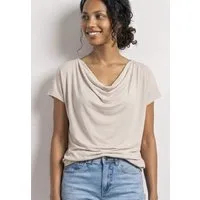 STREET ONE Kurzarmshirt Sommershirt mit Wasserfall-Front und im Silk-Look