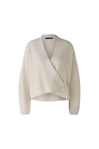 Oui - Strickjacke mit Wolle offwhite - Gr. - 42