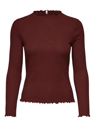 ONLY - ONLEMMA LS GLITTER TOP JRS NOOS madder brown - Gr. - L