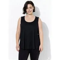 Ulla Popken Longshirt Top Rippjersey A-Linie Rundhals ärmellos