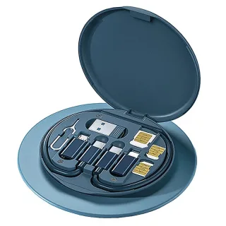 RC-190 60W Mini Data Cable Storage Kit Box Type-C to Type-C Cable with USB/Android/iP Converter Port Mobile Phone Holder