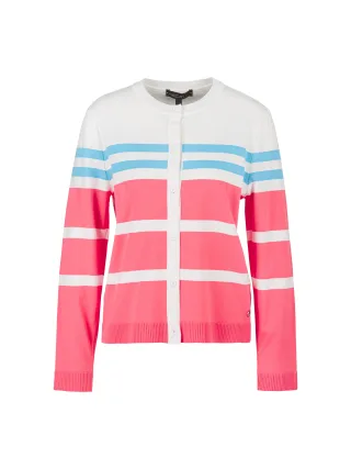 Marc Cain Sports - Gestreifter Rethink Together Cardigan light neon red - Gr. - 44