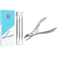 SMI Nagelzange Fußpflege Nagelzange fußnagelzange Nagelhautschieber Eckenzange, Hand- und Fußpflegeset, 4-tlg., mit Eckenzange Fußpflege set