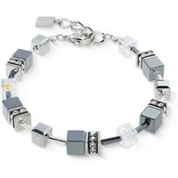 COEUR DE LION Armband Schmuck Edelstahl GeoCUBE® Armkette Würfelkette, Made in Germany - mit Swarovski® Kristall, Strassstein, Hämatit