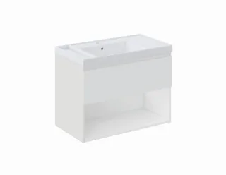 Cosmic Bbest Unterschrank 1 Schublade Und 1 Ablage mit Teckstone-Waschbecken, weiss matt, WJB010P180 WJB010P1801102