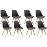 Woltu Esszimmerstuhl (Set, 8 St), Polsterstuhl Bezug Kunstleder, Massivholz