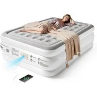 MC Star Luftmatratze mit integrierter Pumpe – automatisches Aufpumpen, (schnelles Aufblasen in 2,5 Minuten, leiser Betrieb, für 2 Personen, für Zuhause und Camping)