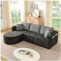 ANYSUN Ecksofa L-förmiger als Cloud Couch,Sofa Ecksofa, mit hitzebeständigem Edelstahl-Becherhalter sowie atmungsaktivem & strapazierfähigem Leinen, Modulares Sofa Set für kleine Wohnzimmer, Apartments und Büros