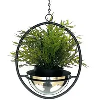 DanDiBo Blumenampel Innen Metall Wand Hängepflanzen 43-78 cm mit Topf Silber