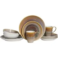 CreaTable Kombiservice Caldera (8-tlg), 2 Personen, Steinzeug, irisierende Glasur