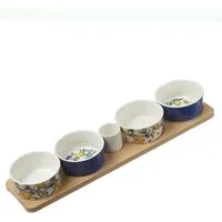 MARELIDA Servier-Set Tapas Set Servierplatte mit 4 Dipschalen Snackschalen Fingerfood, (5-tlg)