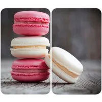 WENKO Herd-Abdeckplatte Universal Modell Macarons, Glas, (Set, 2 tlg), Herdabdeckung für alle Herdarten, kratzfest, mit rutschfesten Füßen