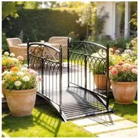 Outsunny Zierbrücke mit Sicherheitsgeländern, Antik-Optik, (Gartenbrücke, 1 St., Metallbrücke), für Bach Teich einfache Montage