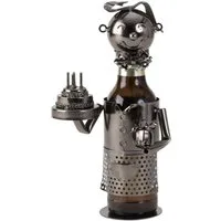 mucHome Bierflaschenhalter Geburtstag mit Torte und Geschenk aus Metall, Höhe 24cm
