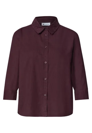 Street One - 3/4 Arm Hemdbluse mit Cordmix rustic rouge - Gr. - 34
