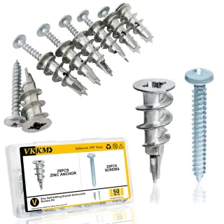 50pcs Zinc Alloy Drywall Anchors Self Drilling Anchor Kit Strong Holding Power Easy Installation Corrosion Resistant Inc